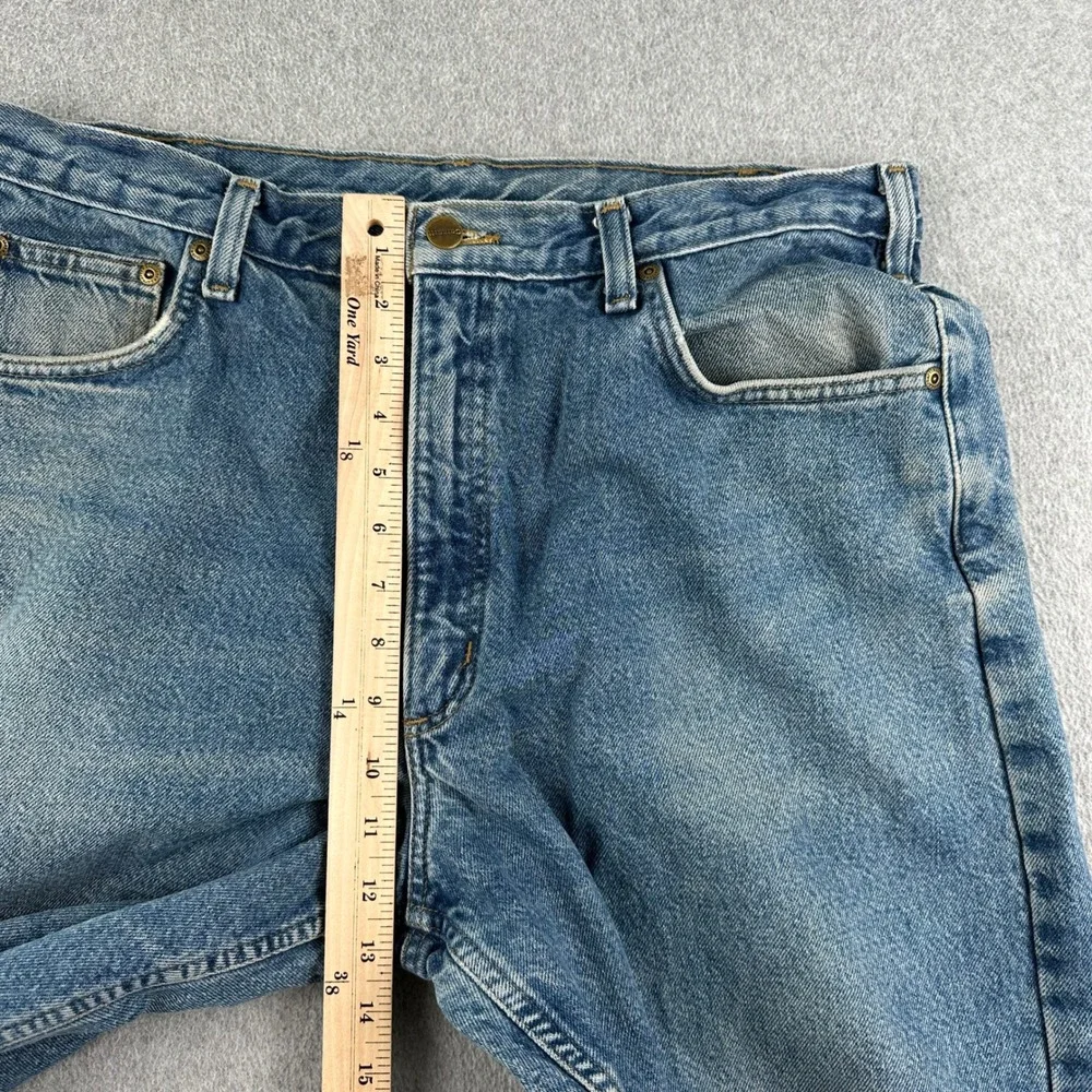 Vintage Carhartt Jeans Mens 36x30 B172 DST Relaxed Fit Blue Flannel Lined